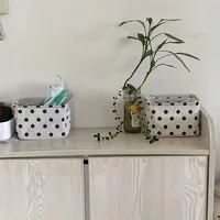 2pcs Cotton And Linen Desktop Storage Box Small Foldable Canvas Storage Basket With Handle Small Fresh Waterproof Storage Basket 5