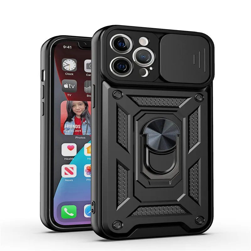 Military Grade Armor Case with Bumpers, Ring Cover, and Slide Camera Lens Protector