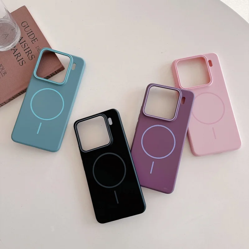 Enhanced Magnetic Protective Case - Frosted Colorful Hard PC Cover with Wireless Charging Capability