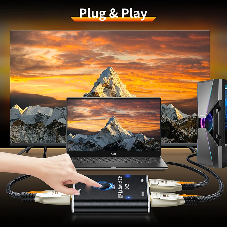 Pcラップトップモニター用ビデオセレクタースイッチャー、Displayport