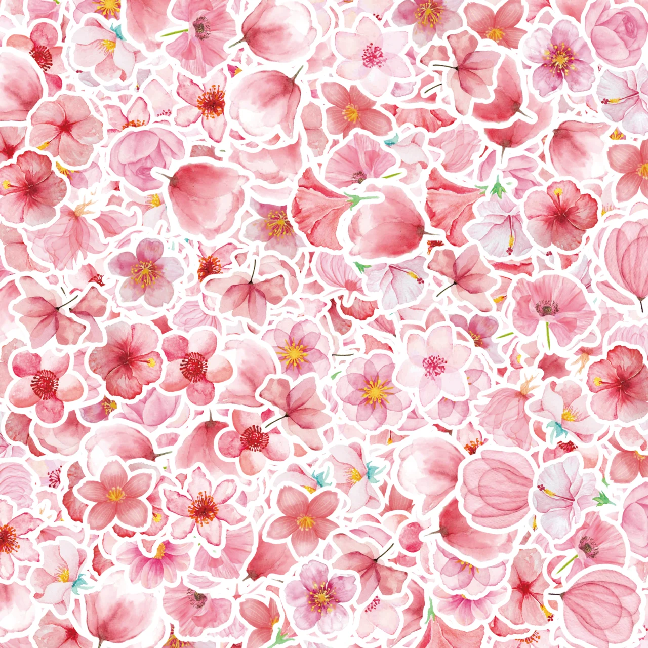 핑크 매화 귀여운 바람 PVC 크리에이티브 스티커 장식 노트북 전화 케이스 물병 클래식 장난감 문구 DIY 데칼, 46 개  Best5