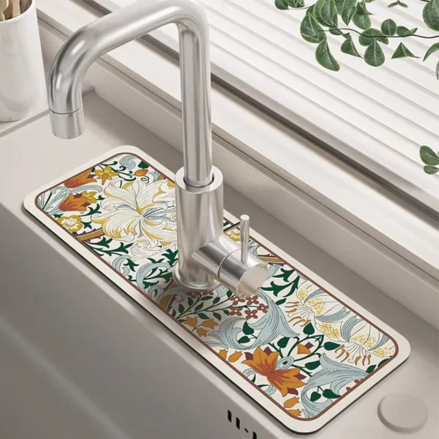 Classic Sink Faucet Drain Pad Table Mat Toilet Diatom Mud Absorbent Pad Non-slip Anti-mildew Mat for Kitchen Countertop Dining 1