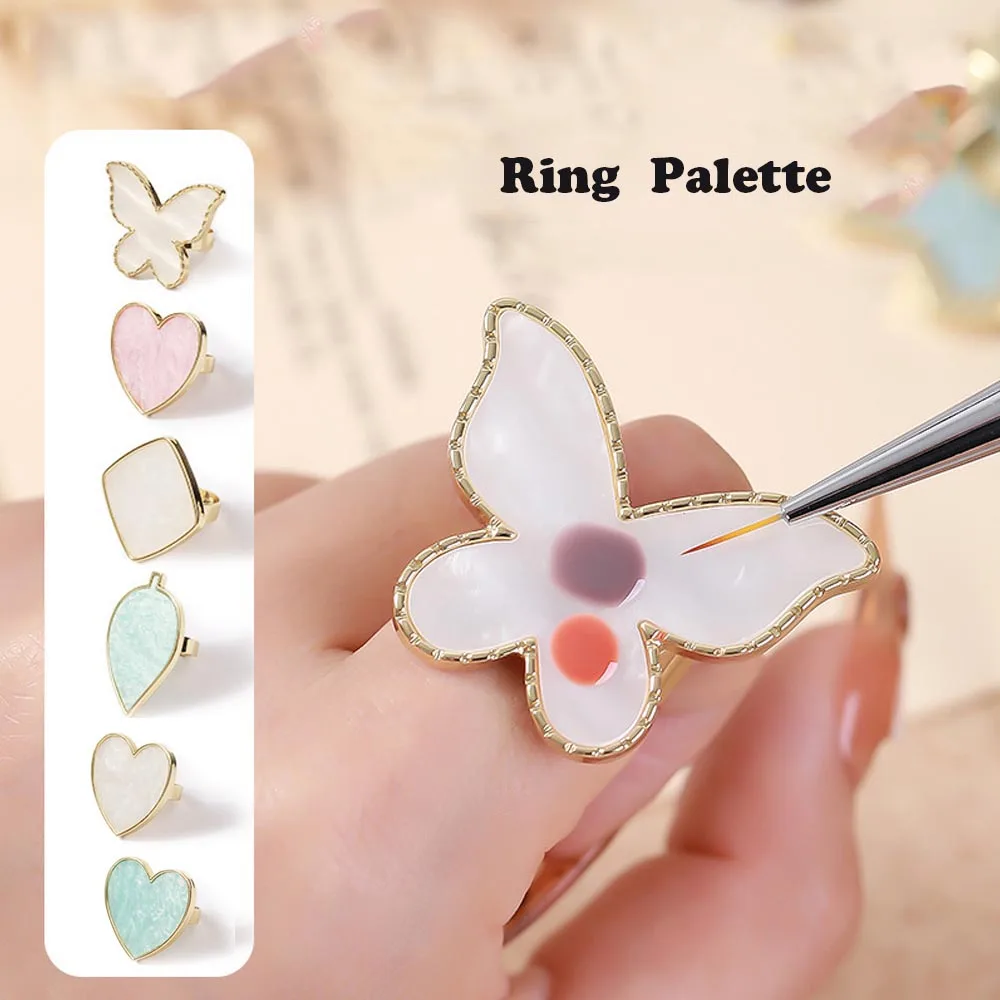 1 Pc Resina Pietra Colore Nail Art Ring Palette Finger Ring Plate Acrilico Uv Gel Polish Cream Foundation Miscelazione Attrezzature Per Nail Art