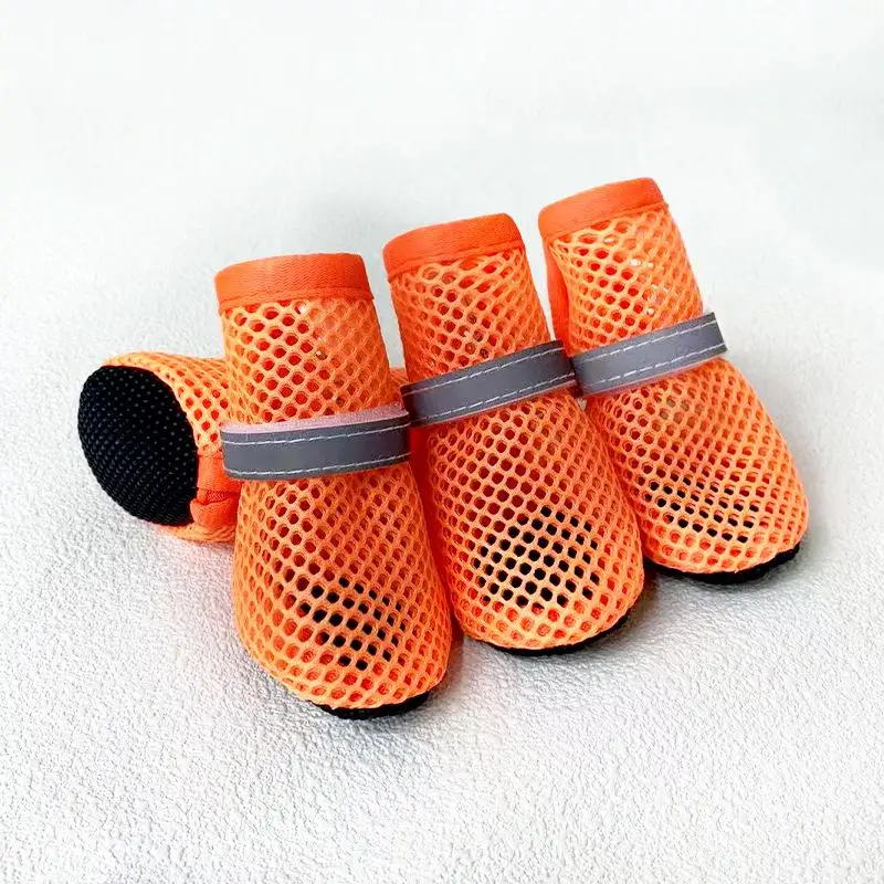 4 Stück Hundeschuhe, rutschfest, atmungsaktiv, verschleißfest, Hundestiefel, geeignet für kleine, mittelgroße Haustiere, Welpen-Schutzschuhe. – Detail 16