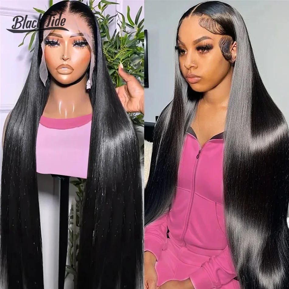 

Straight 13x4 Transparent Lace Frontal Wig Malaysian Human Hair Wig Pre Bleached Knots Wigs For Women Natural Black Wigs