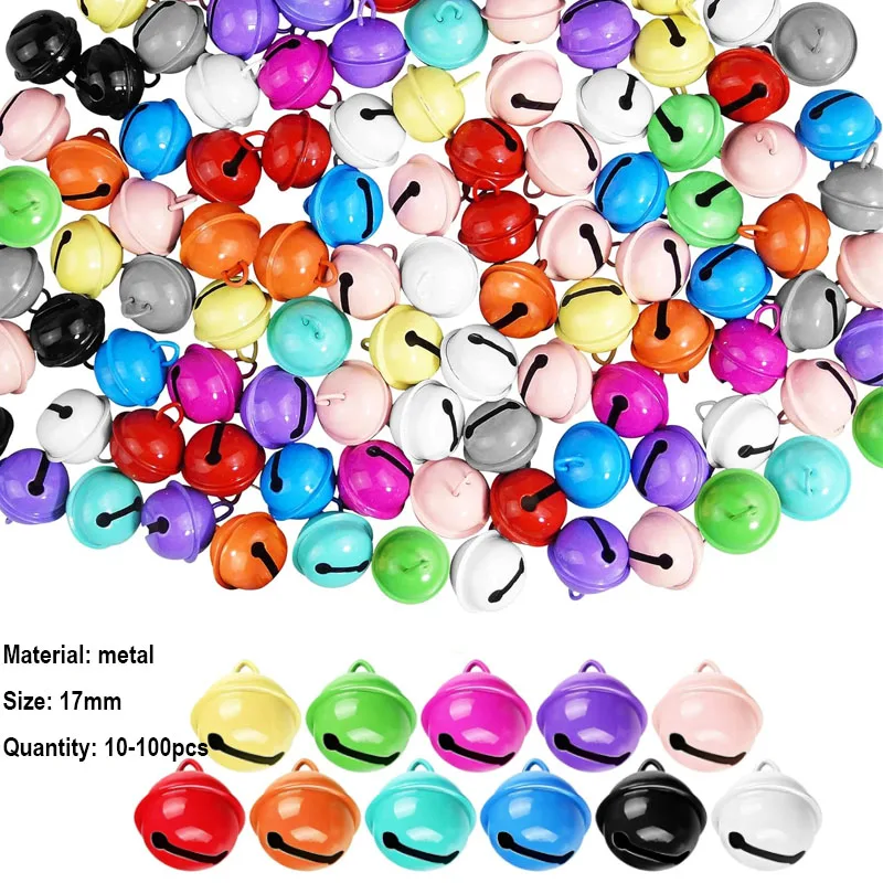 Christmas Decorations Jingle Bells 10-100pcs 17mm colorful Jingle Bells Iron Pendants Hanging Christmas Tree Ornaments Christmas Decorations Party DIY