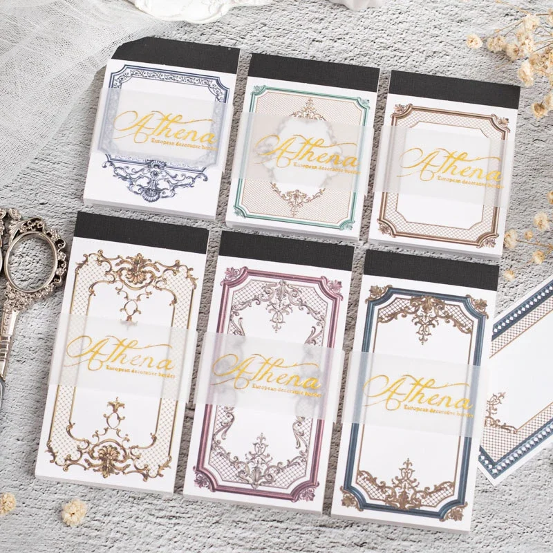 30 pcs Memo Pad Vintage Border Blank Writing Handbook Material Note Handbook Decoration Collage Material 6 models