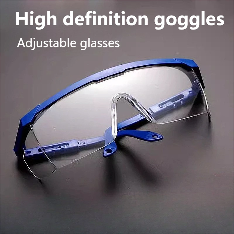 Lot de 2 lunettes de sécurité chimique anti-poussière et anti-éclaboussures, vue de profil montrant les protections latérales.
