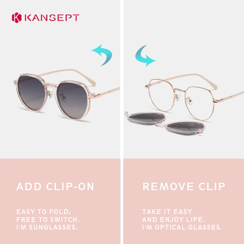 KANSEPT Metal Cat Eye Sunglasses Women Polarized Optical Eyeglasses Frame