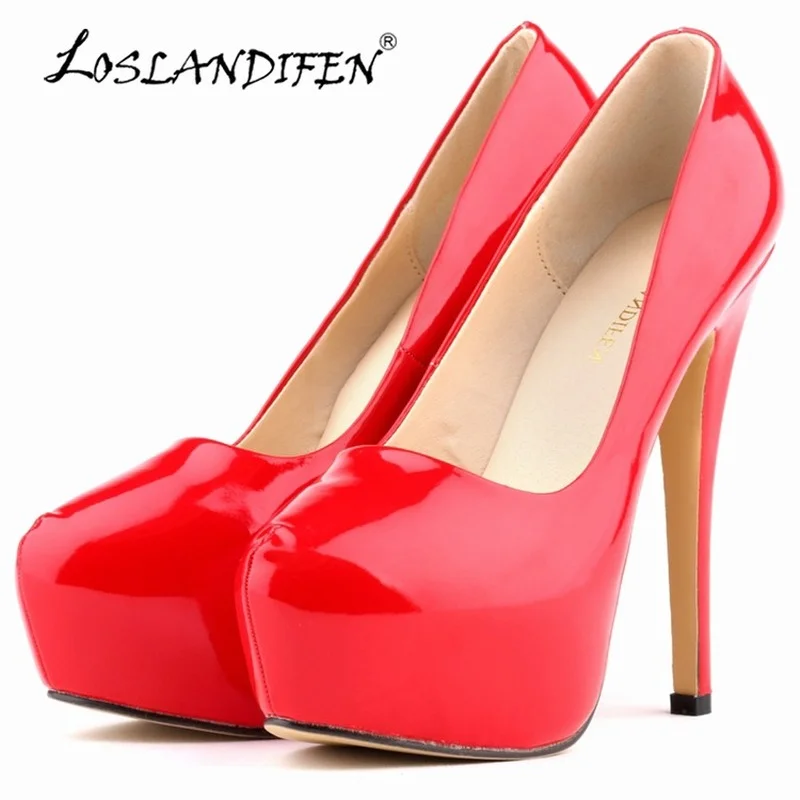Losandifen-女性用ハイヒールパンプス,セクシーな丸いつま先の靴