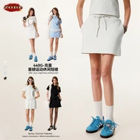 ZODF 2025 Spring Summer Women 440gsm Mini Skirt Female Girls Heavy Weight Straight Loose Slit A Line Cotton Skirts HY0969 1