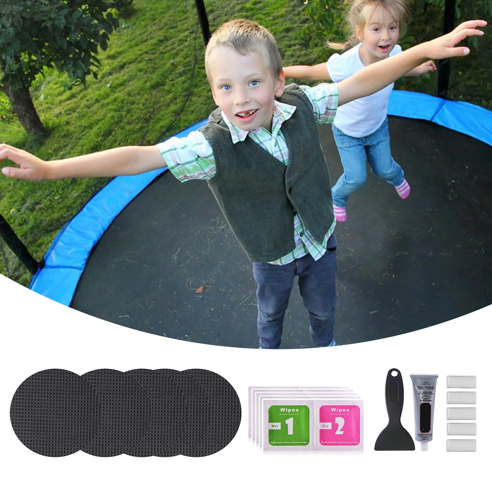 Buy 2 get 1 free)Trampoline Patch Kit 4x4 Inch Trampoline Mat Patches  Waterproof Tent Patch Kit(PPHHD) 