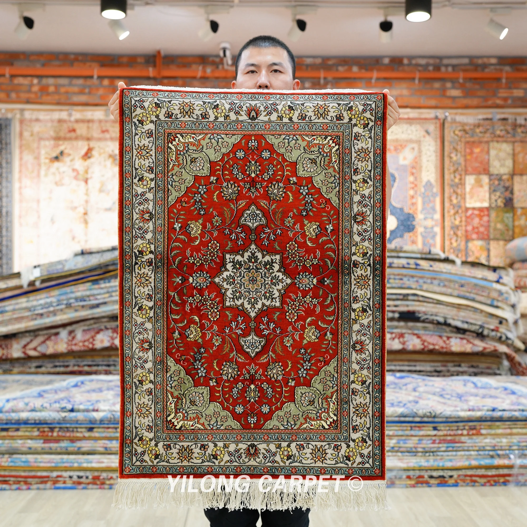 

61x91cm Small Handmade Classic Silk Carpet Home Decor Pictorial Rug (SLF153B)