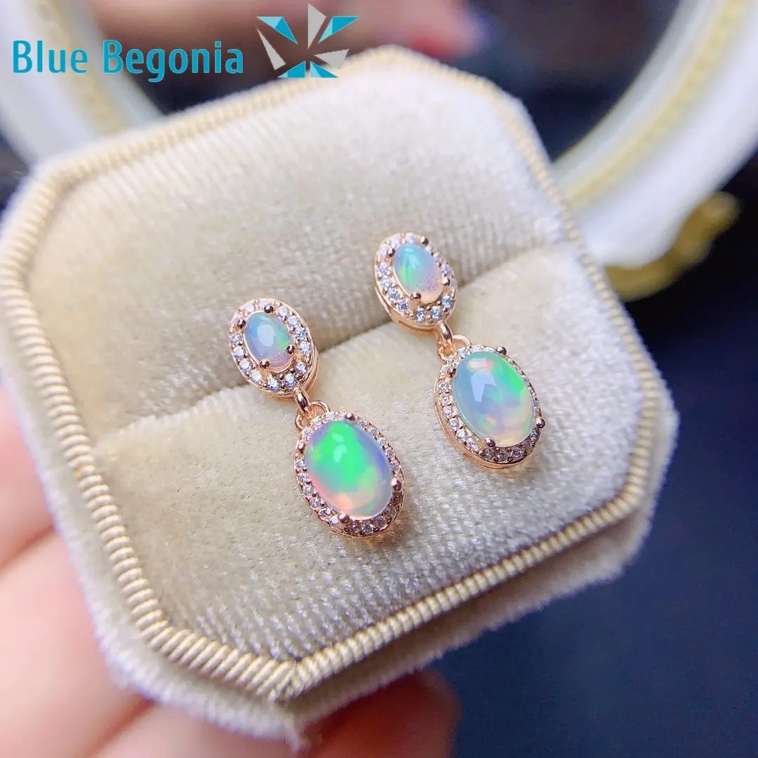 

Natural Opal Earrings 925 Sterling Silver for Women Anniversary Gift Fine Jewelry Girl Friend 3*5MM 5*7MM Gemstones