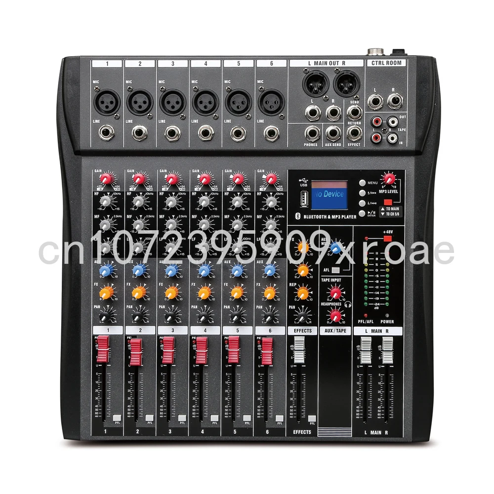 

6-channel Professional Mixer Computer Stage Recording USB Sound Card High Low Tone Bluetooth DJ Model Number Certification