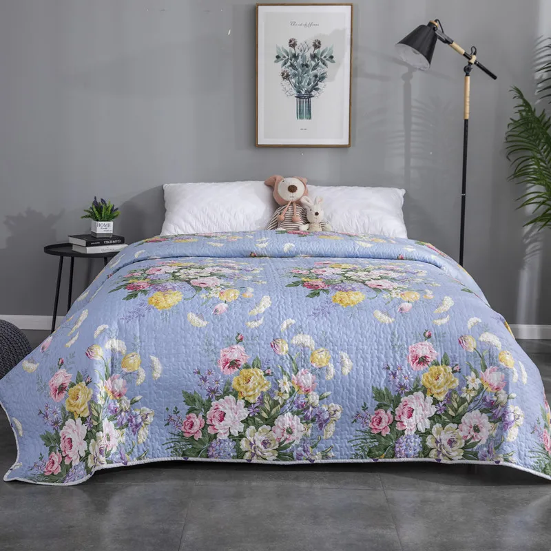 

Floral Print Quilt Bedspread on The Bed Applique Duvet Quilted Sofa Blanket Coverlet Plaid Cubrecam Bed Cover Colcha 220*240CM