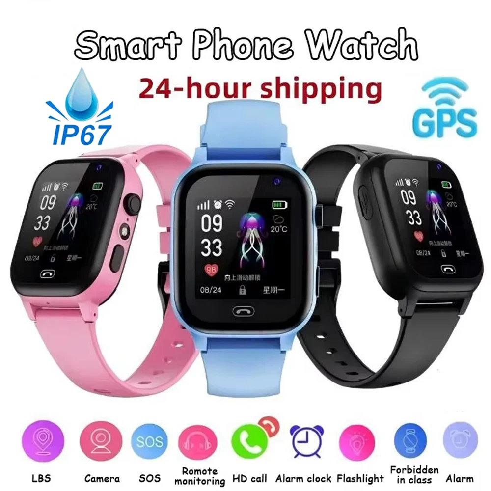 Montre Connectée Enfant Montre GPS 4G Étanche Avec Appel SOS Et 2 Caméras - Téléphonie