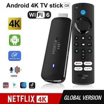 Android14 TV Stick  Mortal Q8 Global Version  Allwinner H313 Chip Wifi6 Voice Remote 8K 4K@60fps YouTube Stream TV stick 2G8G16G