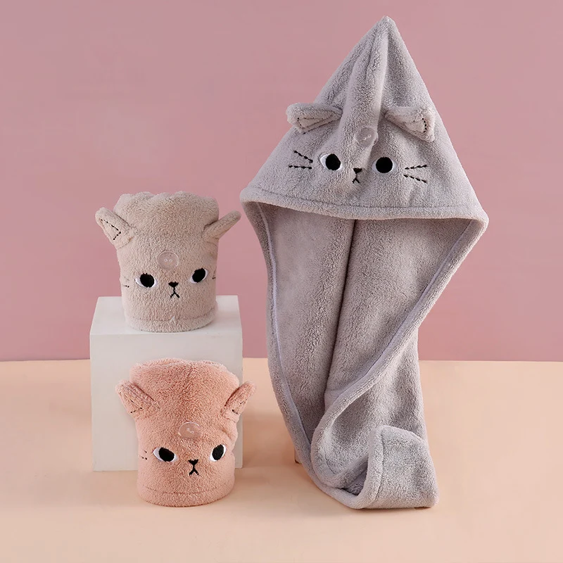 Dry Hair Cap Water Absorbing Coral Wool Cute Cartoon Pattern Facial Headband Makeup Remover Dry Hair Towel hair towel