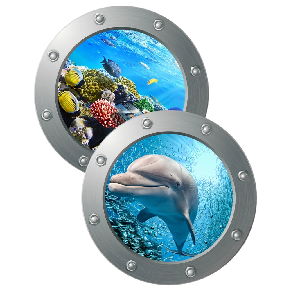 

2 Pcs Wall Sticker Ocean Decor for Bedroom Sea Life Stickers Dolphin Decals under The Decorate Bathroom