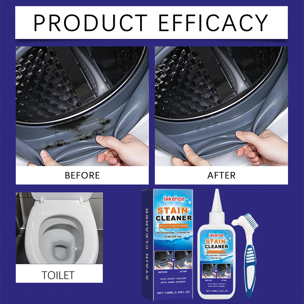 Mold Remover with Brush Quick Acting Stain Remover Gel for Bathroom Washing Machine Refrigerator Strip Kitchen Cleaner Gel stain remover pen bathroom cleaner mold remover gel