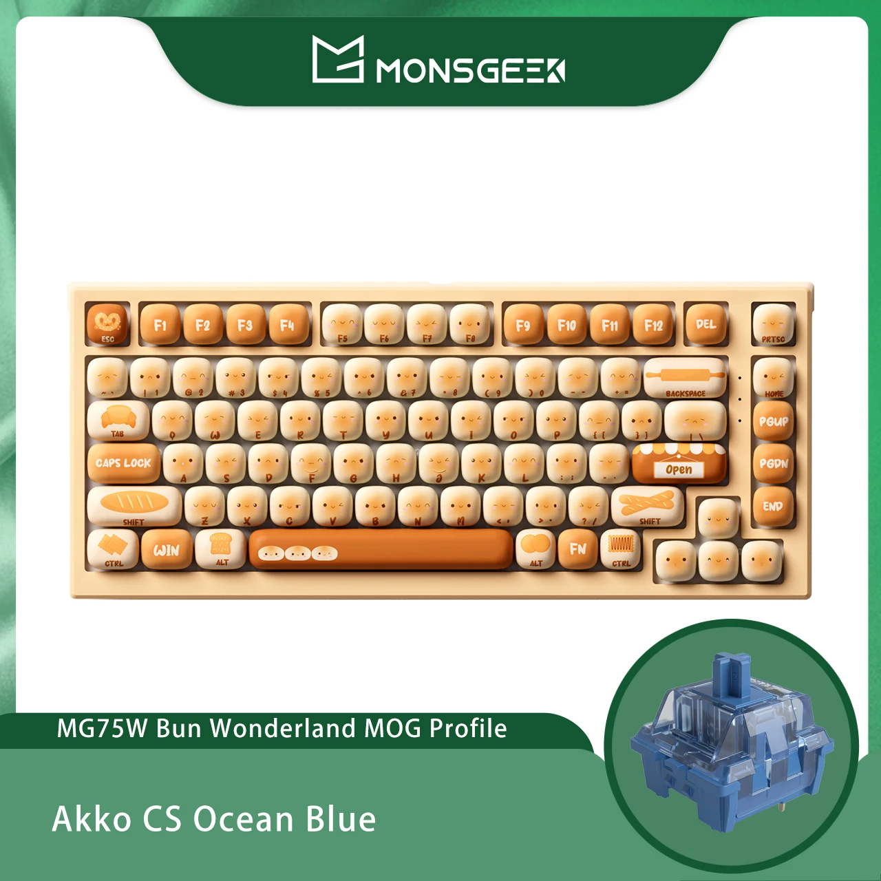 チャーム Akko Akko MonsGeek MG75W Bun Wonderland Mechanical Keyboard 75