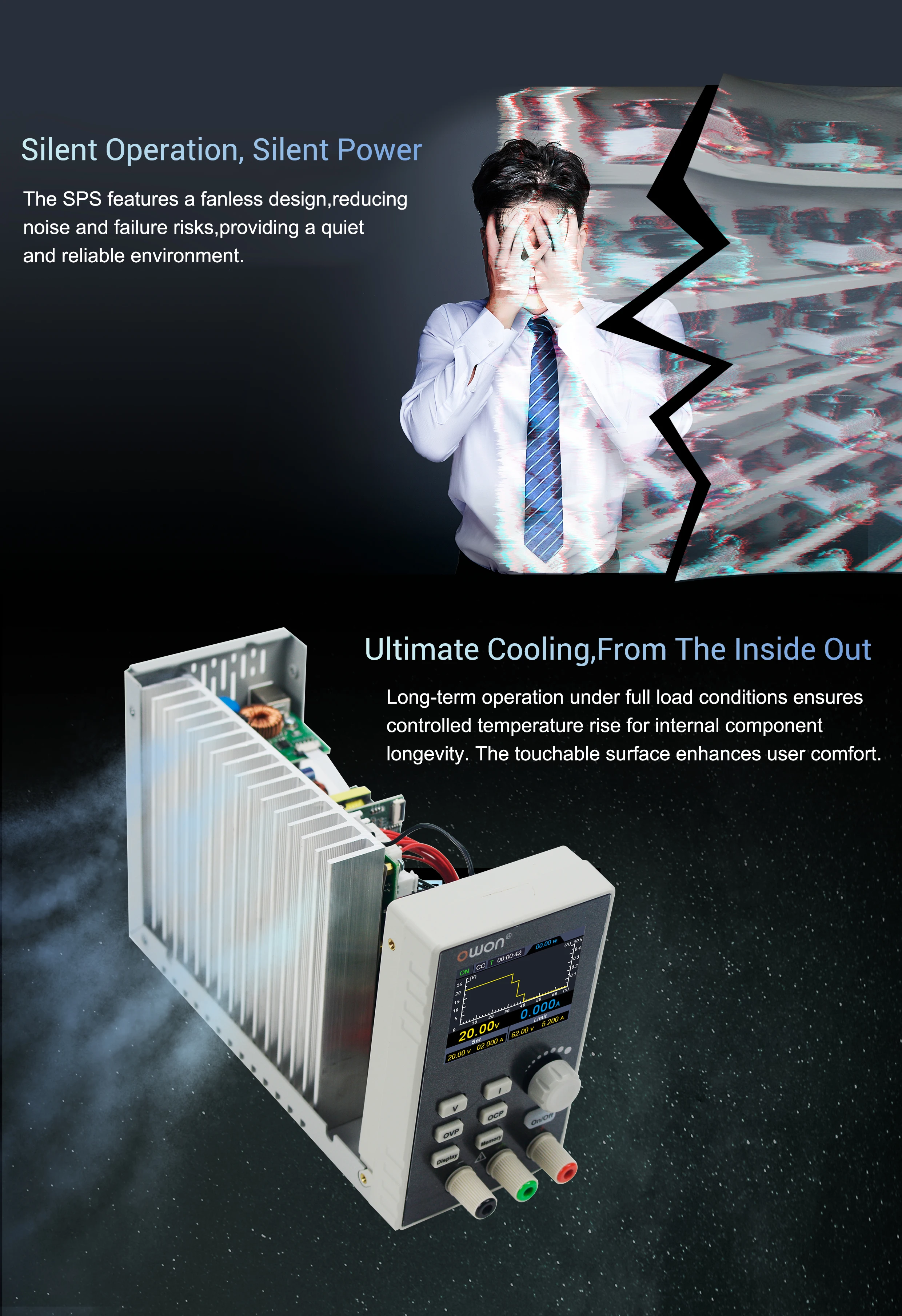SPS3081 SPS6051 Silent Fanless Series Programmable Linear DC Power Supply Digita