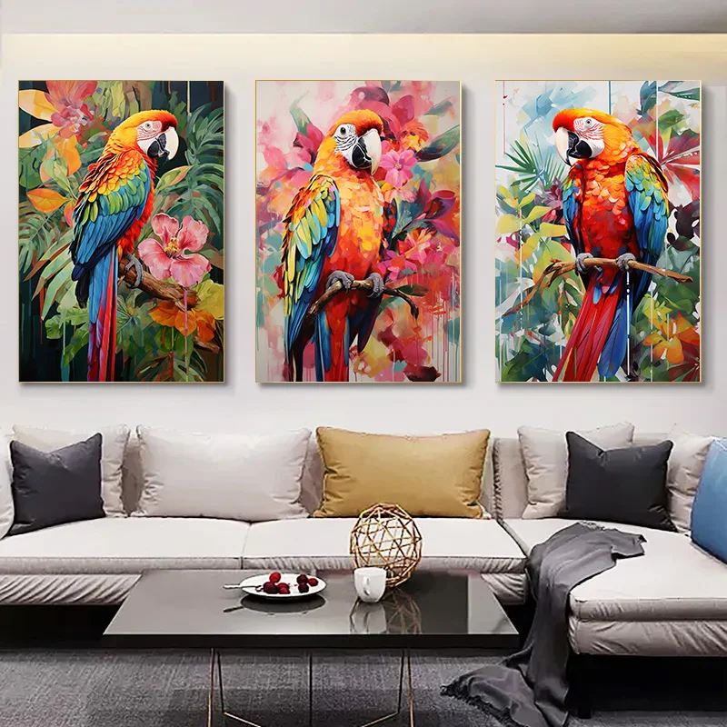 

Decoration Pictures Room Wall Decor 1pcs Posters for Wall Decororation Parrot Art Canvas Painting Animal Interior Paintings Home