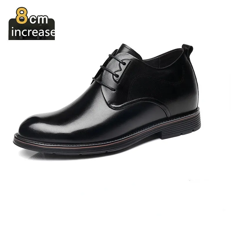 

Genuine Cowhide Men Formal Shoes Inner Heightening British Business Elevator 6- 8cm Male Leisure Luxurious Wedding Leather Shoes