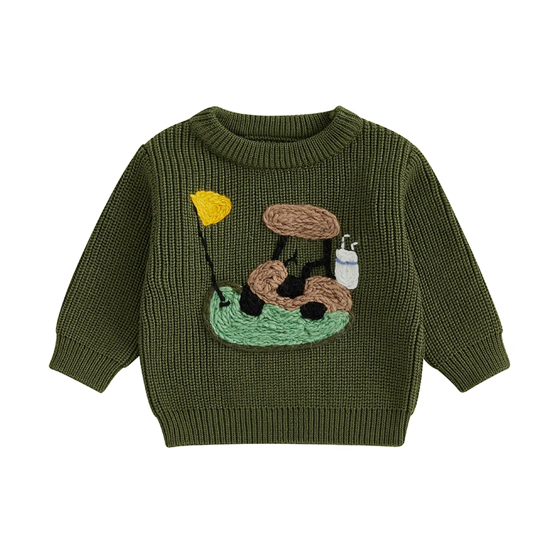 S7746f22c9df84cea8377bcdb5d5820c9w.jpg Pudcoco Baby Knit Sweaters Long Sleeve Round Neck Golf Embroidery Pullover Toddler Fall Tops 0-24M - Image 1
