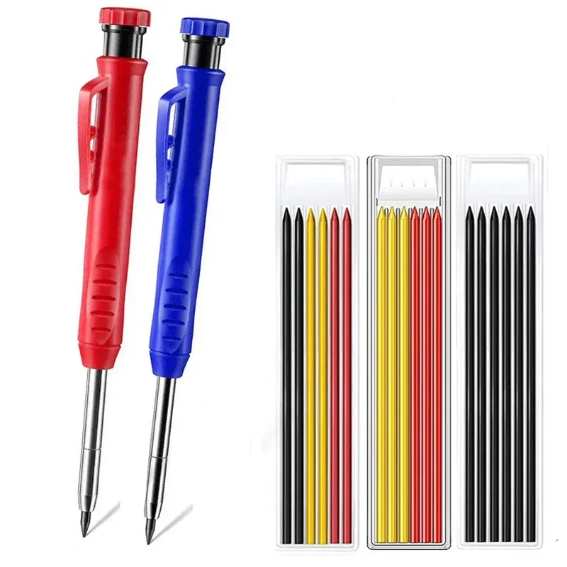 Enhanced Carpenter Pencil with Built-in Sharpener for Precise Deep Hole Marking