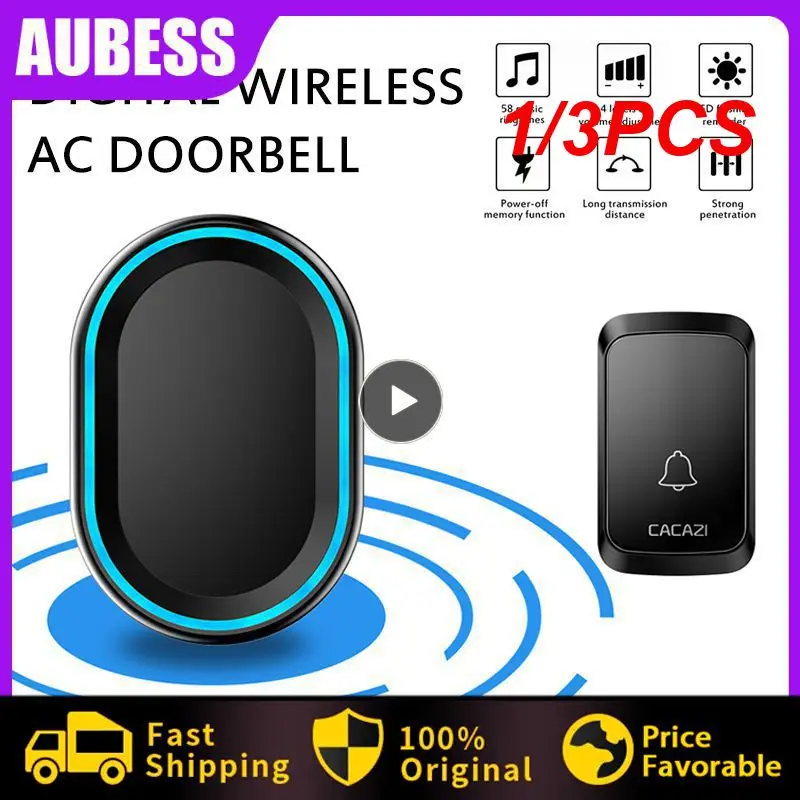 

1/3PCS Wireless Doorbell Outdoor Welcome Ring Chime Door Bell Music Melody Remind Smart Home Security Alarm EU UK US Plug