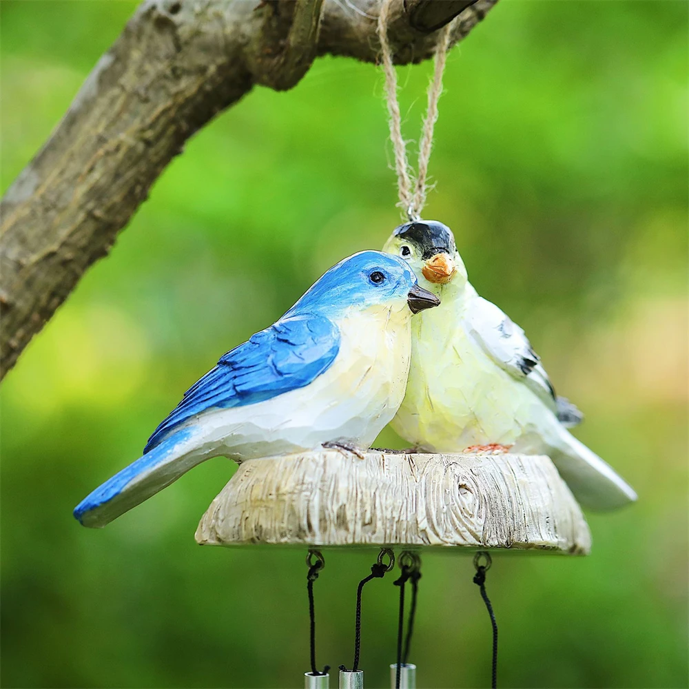 Outdoor Countryside Birds Wind Chimes Home Decorations Garden Courtyard Decorations Resin Bird Wind Chimes with Bell 6