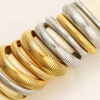 1pc 18k Gold Plated Stainless Steel Elasticity Polish Thick Bracelet Trendy Hip-Hop Metal Bangle Unisex Jewelry Gifts 60mm 2