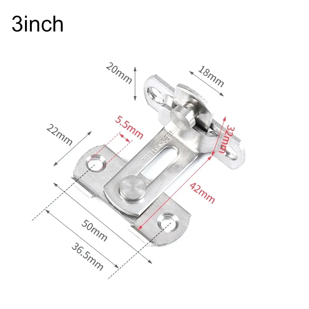 Door Lock 3Inch 90Degree Right Angle Door Latch Buckle Hasp Sliding Lock Barrel Bolt Hardware Safety Bolt