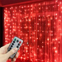 Enchanting USB LED Fairy Curtain Lights with Remote Control for Festive Decor and Celebrations (Red Light)