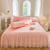 Elegant Lace Bed Sheet Skirt Queen/King Size Girls Bed Cover Solid Color Bedspread Non-slip Mattress Cover Pillowcase Need Order 2