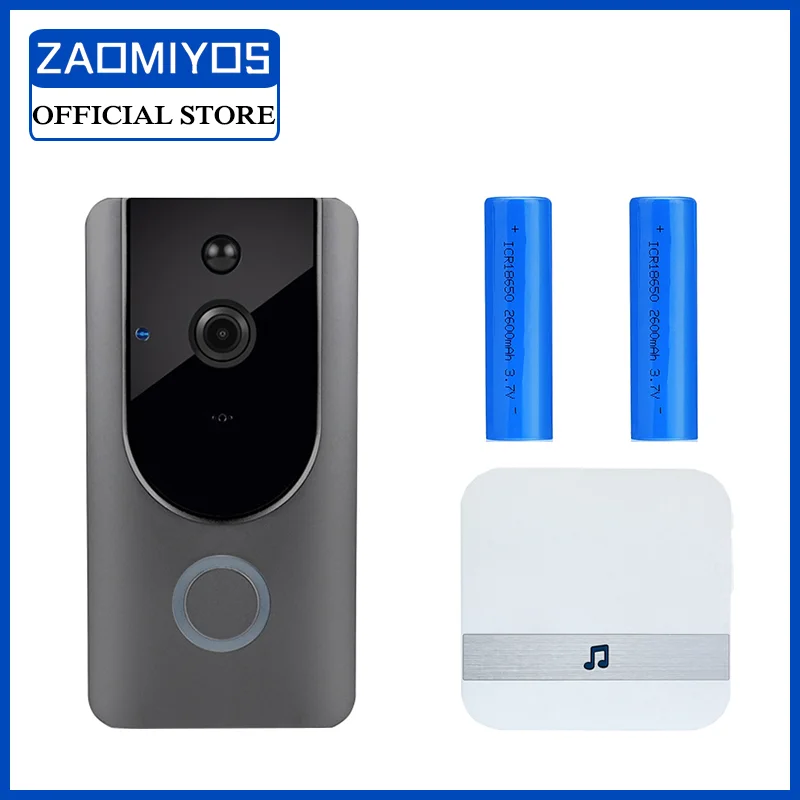 touch screen intercom ZAOMIYOS  2MP Wireless Doorbell Video Intercom Security CCTV Battery Wifi IP Camera 1080P Video Doorbell With Chime Two Way Talk door phone intercom