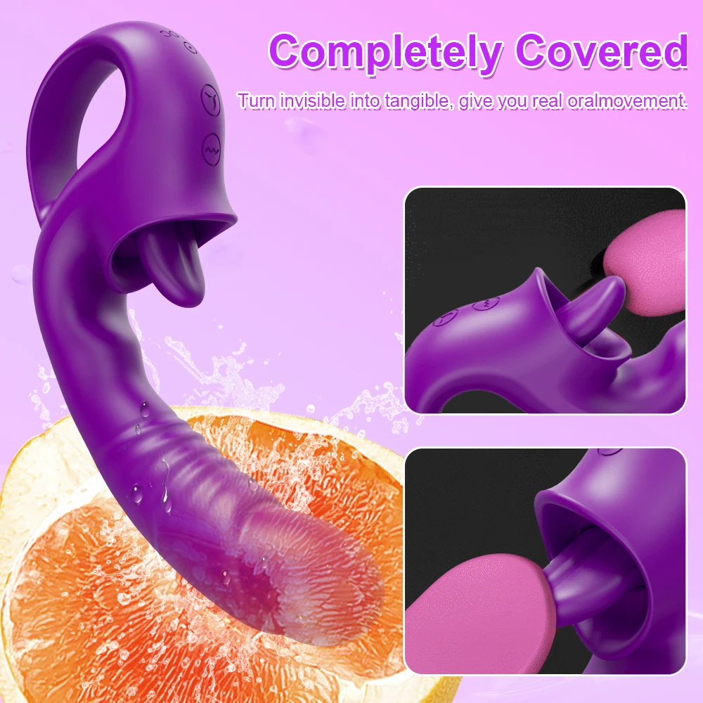 Clitoral Licking G Spot Vibrator for Women Clit Stimulator Realistic Dildo with 10 Licking & Vibrating Modes A_voghion.com