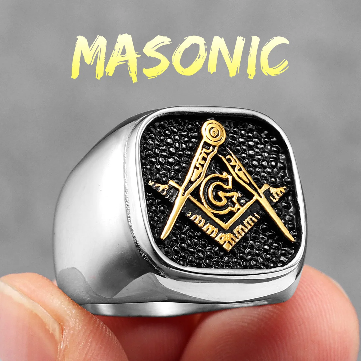 Stainless Steel Ring Stainless Steel Men Rings Masonic Freemasonry Skull Punk Rock Hip Hop Biker Male Boyfriend Jewelry Creativity Gift