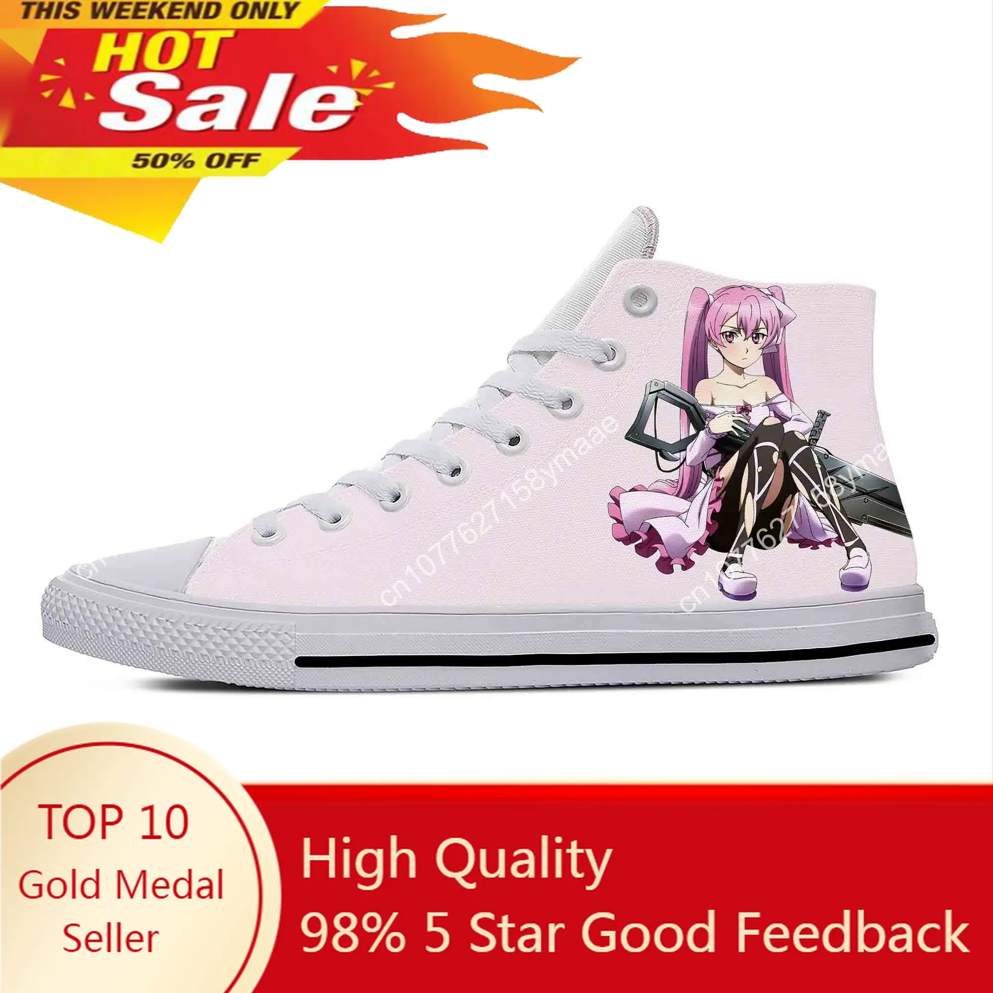 

Japanese Anime Manga Cartoon Akame Ga Kill Mine Casual Cloth Shoes High Top Lightweight Breathable 3D Print Men Women Sneakers