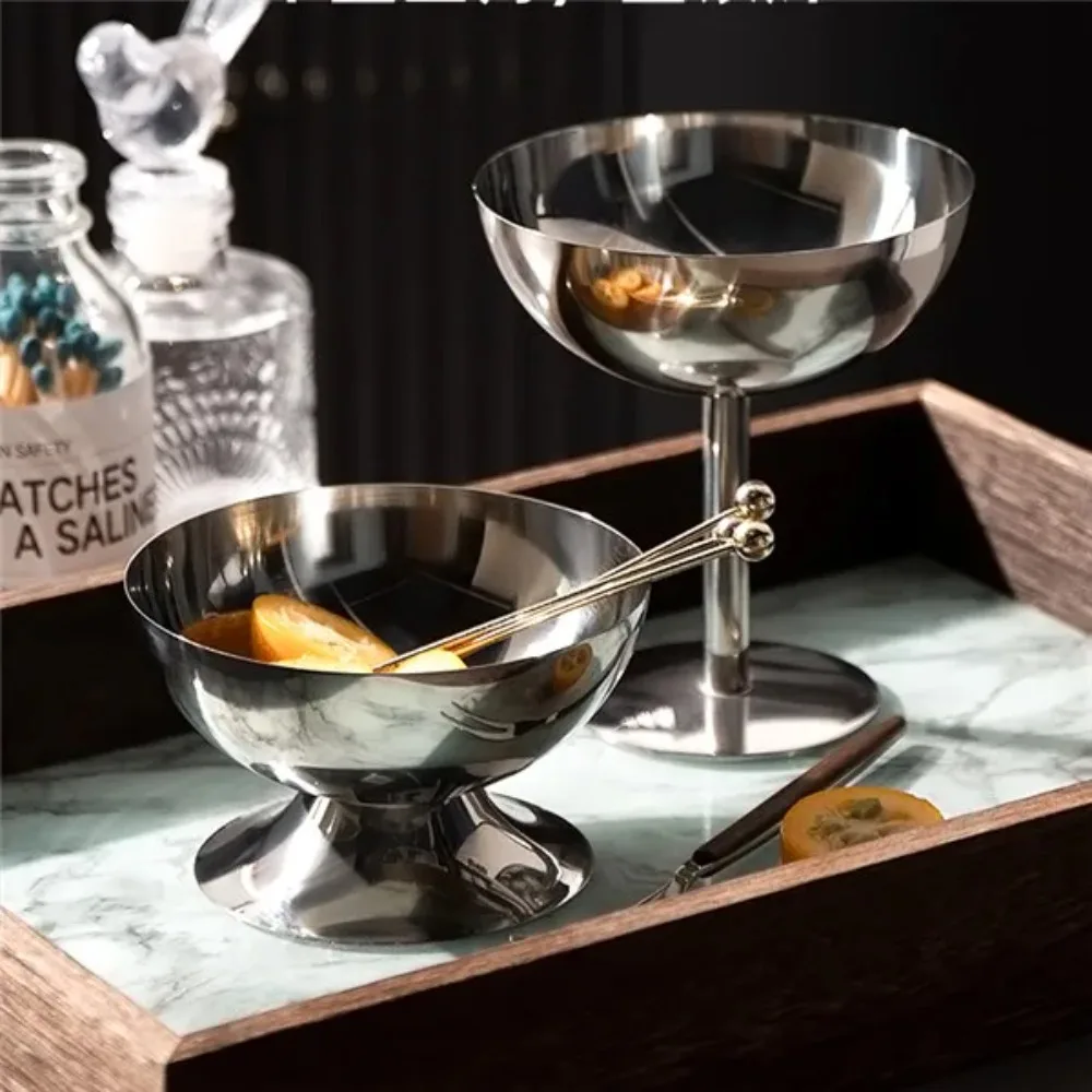 Stainless Steel Cup Anti-fall Multi-purpose Smooth Surface Anti-rust Ice Cream Cup Goblet Bar Supplies Salad Bowl Cocktail