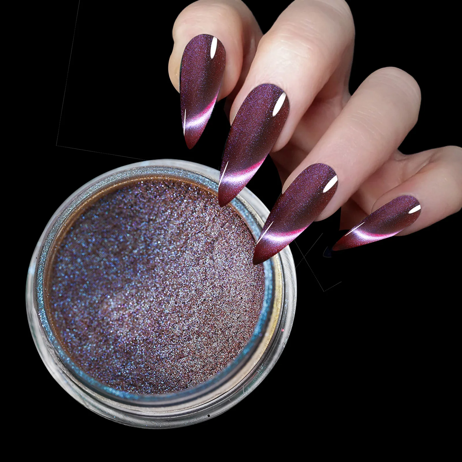 Nail Powder Gel Nail Polish Nail Glitter Nail Pigment Nail Decoration Nail Decorations 9D HD Cat Magnet Nail Powder Shinning Chameleon Effect Glitter Chrome Pigment Dust UV Gel Polish Nail Art Glitters Cats Eyes