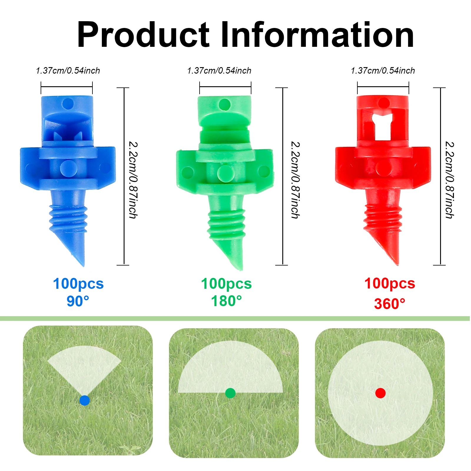 Refraction Nozzle 300Pcs 90/180/360 Degree Garden Drip Irrigation Sprinkler