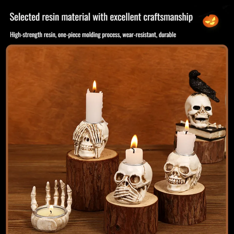 Horror Skull Candlesticks Escape Room Decorations Halloween Ghost Festival Movie and Drama Props