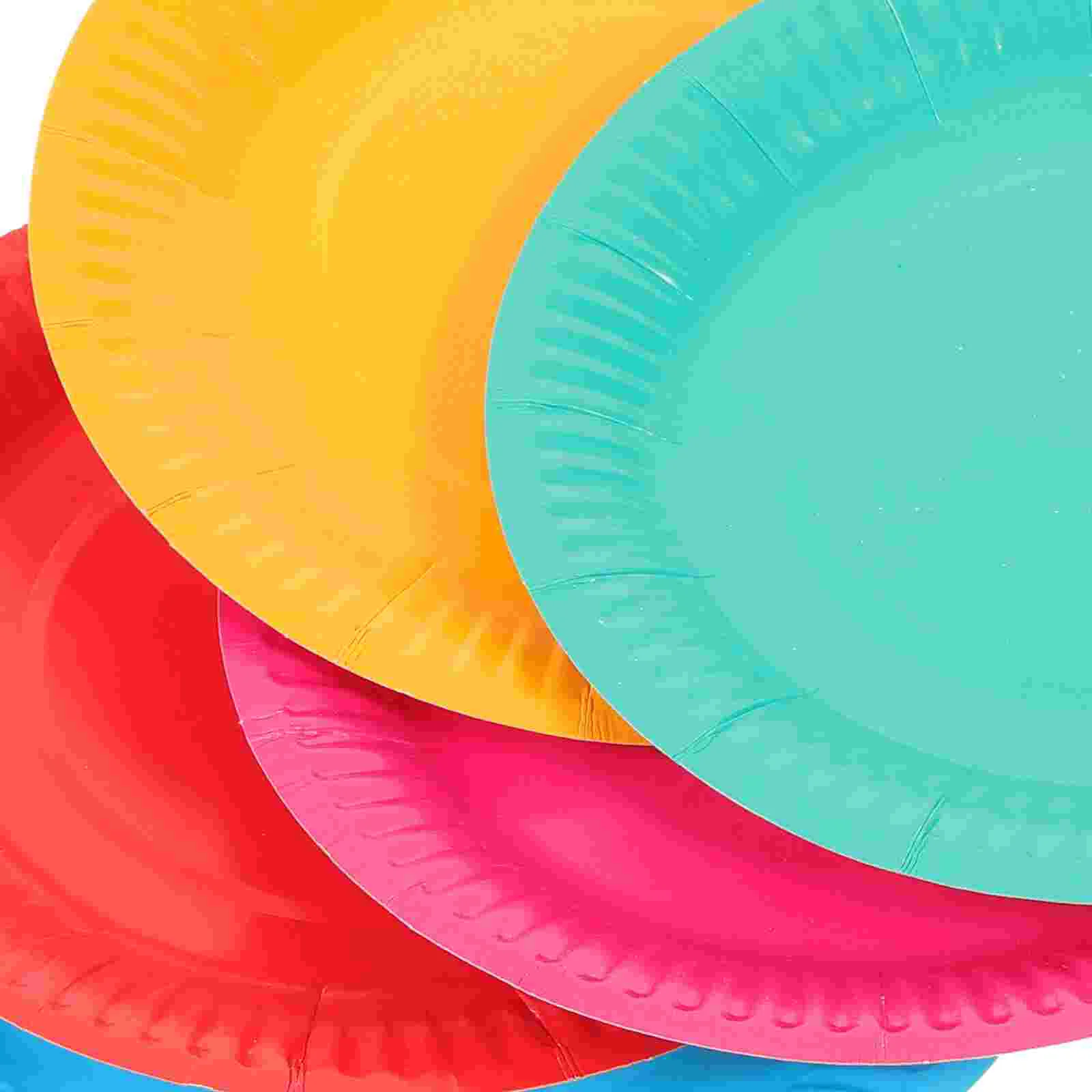 50pcs Paper Cake Plates Colorful for Birthday Party Decor (Random Color) color paper plates color paper plates for parties