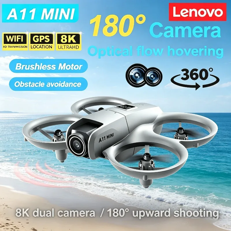 Mini Drone Lenovo A11 4K/8K Caméra WiFi FPV Moteur Sans Balais Pliable