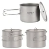 Lixada 750ml/900ml/1100ml Ultralight Titanium Pot Water Mug Cup with Lid and Foldable Handle Outdoor Camping Cooking Picnic 3