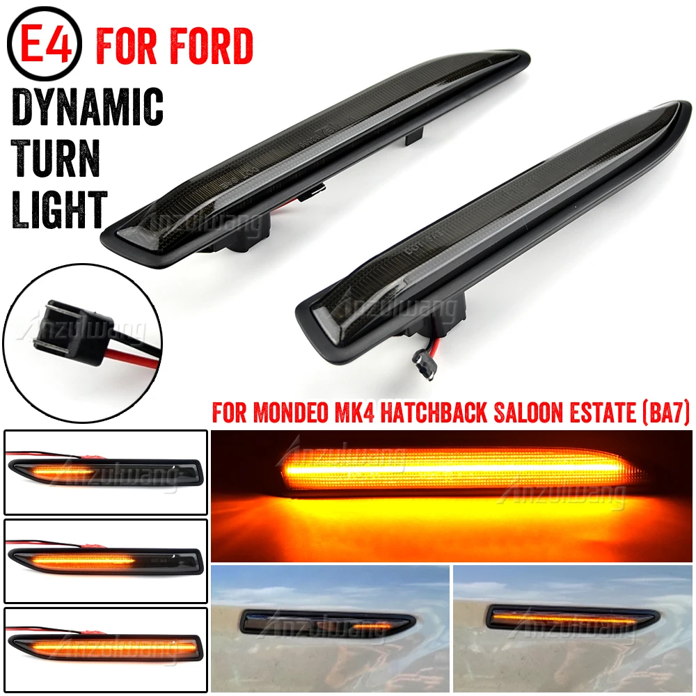 

Smoked Dynamic LED Side Marker Light Amber Turn Signal Blinker Lamp For Ford Mondeo Mk4 Hatchback Saloon Estate (BA7) 2007-2015