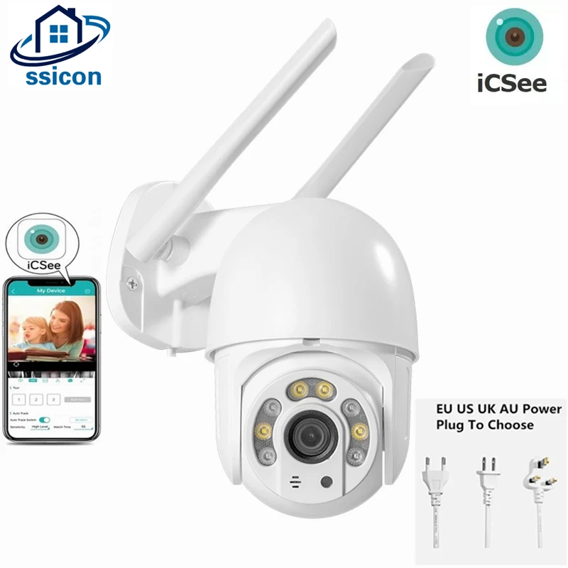 

4MP ICSee WIFI Camera Waterproof Smart Home CCTV Wireless Speed Dome Security Camera With EU/US Power Plug On Cable